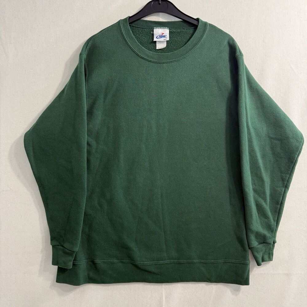 Vintage 90s Streetwear Youth XL (18-20)Faded Blank Crewneck Sweatshirt Green